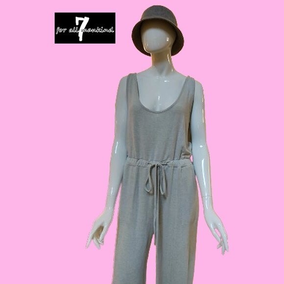 7 FOR ALL MANKIND NEW Minimalist Drawstring Scoop Neck Cuff Leg Jumpsuit L - Picture 2 of 11